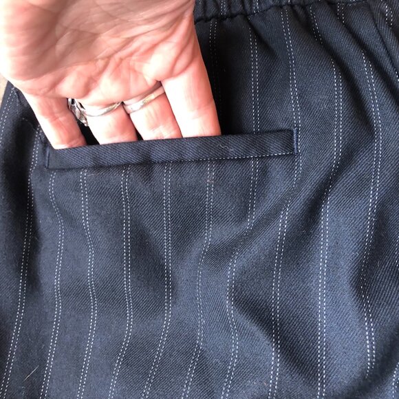 Topman Navy Pin Stripe Pants Size 30 Waist , Cropped Dress Pants - Picture 10 of 10